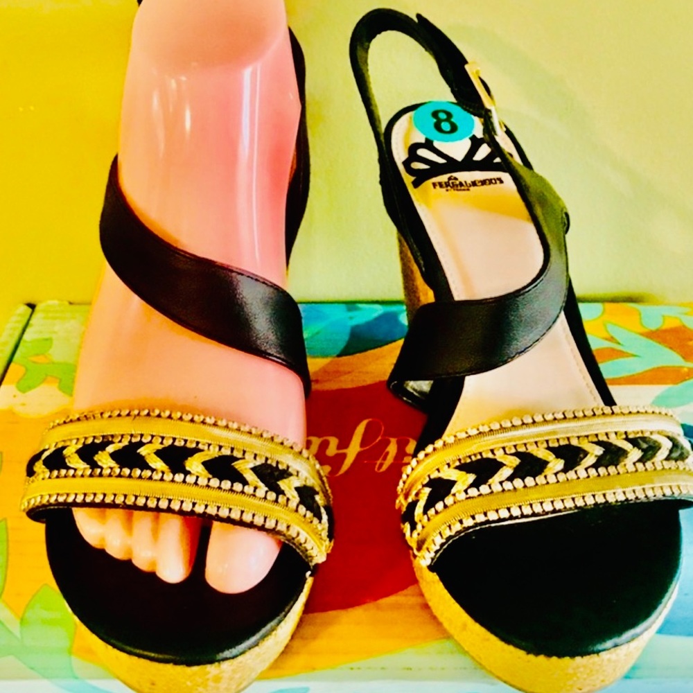 Fergalicious  sling back wedges